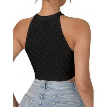 Vacation Cropped Tank Top Solid Color Textured Tassel Tank Top