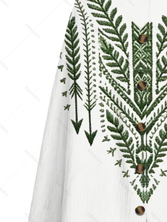 Jupe vintage à imprimé ethnique Arrow, boutonnée, coupe trapèze - Vert profond XXL | US 14