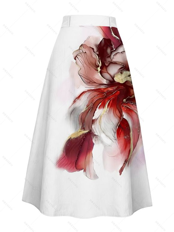 Vacation Outfit Flower Pattern Lace Butterfly Ruched Tank Top and Skirt Set - Rouge Vineux S | US 4