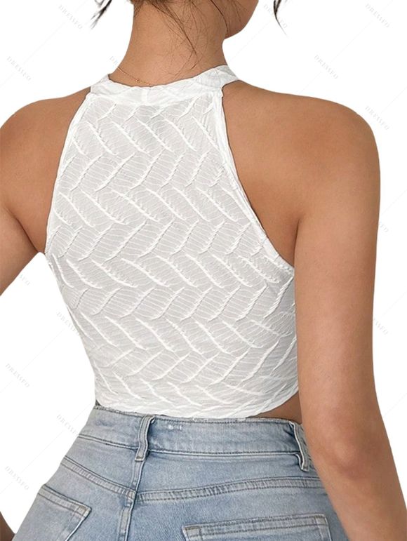 Vacation Outfit Tassel Cropped Tank Top and Coconut Tree Leaf Print Skirt Set - Vert S | US 4