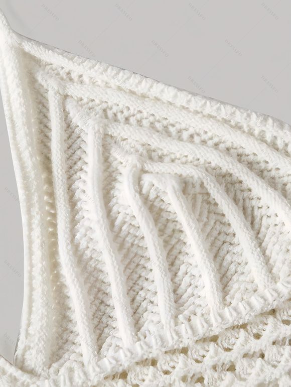 Débardeur court uni en crochet, dos nu - Blanc S | US 4