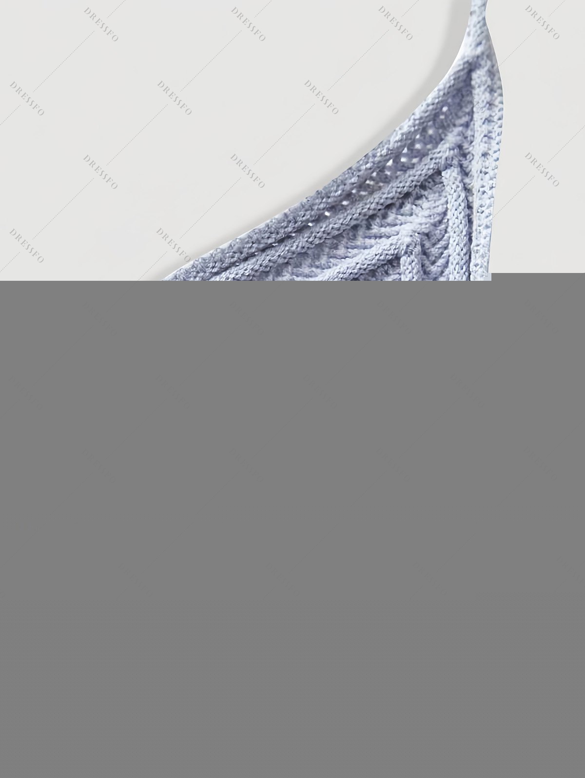 Débardeur court uni en crochet, dos nu - Bleu gris M | US 6