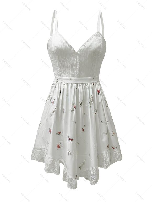 Vacation Outfit Ditsy Floral Print Irregular Dress and Snowflake Accessories Boots Set - Blanc S | US 4