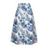 Vacation Outfit Ruffle Eyelet Bowknot Cropped Tank Top and Leaf Floral Print Skirt Set - Bleu S | US 4