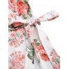 Vacation Wrap Dress Floral Leaf Print Ruffle Bowknot Cold Shoulder Dress - WHITE L | US 8-10