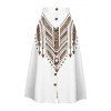 Jupe vintage à imprimé ethnique Arrow, boutonnée, coupe trapèze - Blanc XXL | US 14