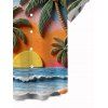Chemise de vacances pour homme, imprimé coucher de soleil sur un cocotier, chemise boutonnée - multicolor A 5XL