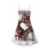 Vintage Couple Outfit Playing Cards Heart Floral Print Dress and Shirt Set - Blanc S | US 4