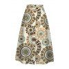 Jupe de vacances à imprimé ethnique boutonnée, jupe trapèze - Bronze XXL | US 14