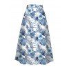 Jupe de vacances à imprimé floral tropical et boutons, coupe trapèze - Bleu XXL | US 14