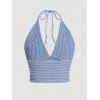 Débardeur court uni en crochet, dos nu - Bleu gris M | US 6