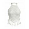 Débardeur court de vacances uni à franges texturées - Blanc XL | US 10