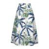 Vacation Outfit Tassel Cropped Tank Top and Coconut Tree Leaf Print Skirt Set - Vert S | US 4