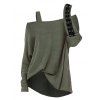 Casual Outfit Solid Color Textured Skew Neck Top and Grommet Leggings Set - Vert Armée S | US 4