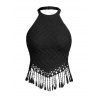 Débardeur court de vacances uni à franges texturées - Noir XL | US 10