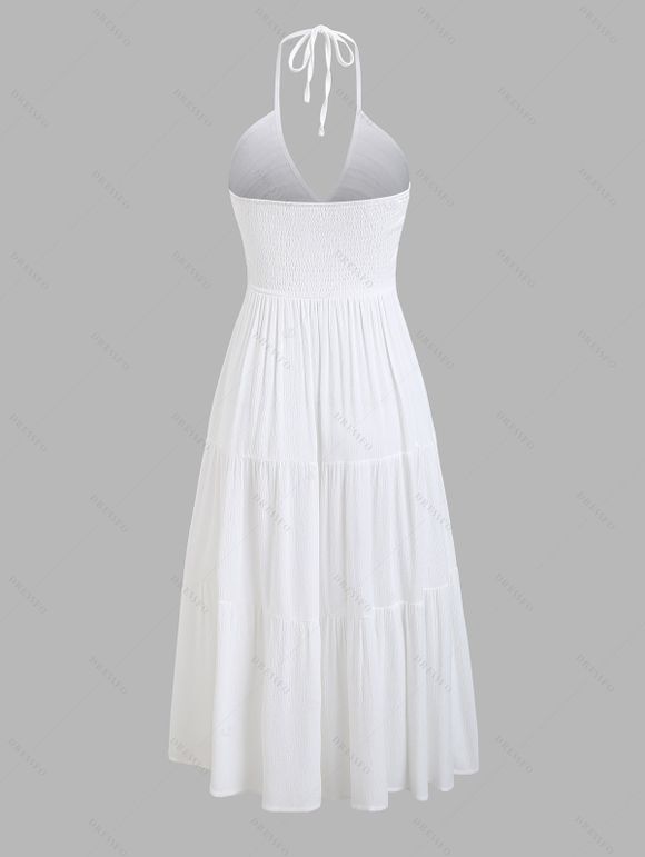 Robe bohème dos nu à imprimé ethnique, taille empire - Beige XXL | US 14