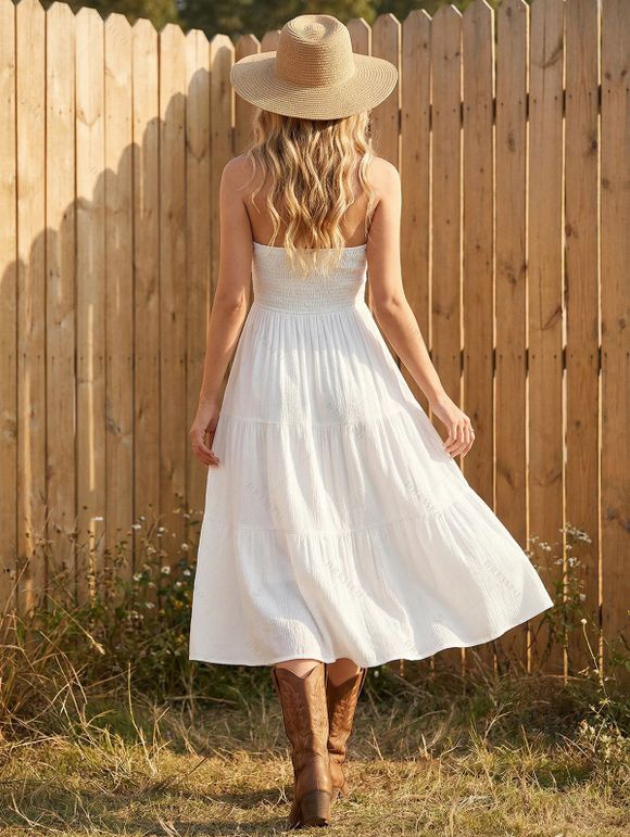 Robe bohème dos nu à imprimé ethnique, taille empire - Beige XXL | US 14