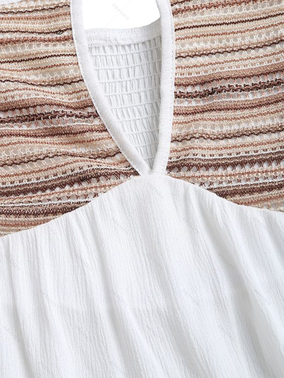 Robe bohème dos nu à imprimé ethnique, taille empire - Beige XXL | US 14