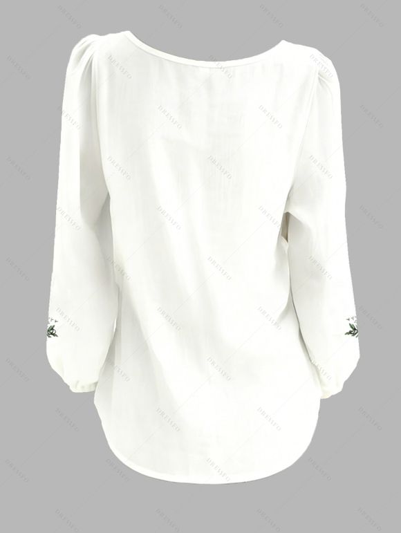 Vintage Outfit Arrow Ethnic Print Lantern Sleeve Shirt and Skirt Set - PLANT GREEN S | US 4