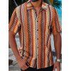 Bohemian Couple Outfit Zig Zag Ethnic Print Layered Dress and Shirt Set - Orange S | US 4