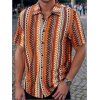 Bohemian Couple Outfit Zig Zag Ethnic Print Layered Dress and Shirt Set - ORANGE S | US 4