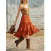 Bohemian Dress Zig Zag Ethnic Print Layered Midi Dress - ORANGE XXL | US 14