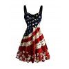 Robe patriotique à imprimé rose et drapeau américain, buste froncé - Rouge Vineux XXXXXL | US 20