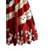 Robe patriotique à imprimé rose et drapeau américain, buste froncé - Rouge Vineux XXXXXL | US 20