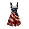Robe patriotique à imprimé rose et drapeau américain, buste froncé - Rouge Vineux XXXXXL | US 20