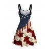 Robe patriotique bicolore rose imprimée drapeau américain robe froncée au buste - Rouge Vineux XXXXXL | US 20