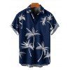 Chemise de vacances à manches courtes boutonnée à imprimé palmier - Bleu de Minuit 5XL