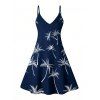 Robe de vacances trapèze à imprimé palmiers, col V et fines bretelles - Bleu de Minuit XXXXL | US 18