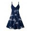 Robe de vacances trapèze à imprimé palmiers, col V et fines bretelles - Bleu de Minuit XXXXL | US 18