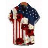 Chemise patriotique pour homme, imprimé rose bicolore drapeau américain, boutonnée - Rouge Vineux 5XL
