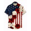 Chemise patriotique pour homme, imprimé rose bicolore drapeau américain, boutonnée - Rouge Vineux 5XL