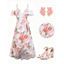 Couple Outfit Floral Leaf Print Ruffle Bowknot Wrap Dress and Earrings Sandals Set - Blanc S | US 4