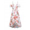 Couple Outfit Floral Leaf Print Ruffle Bowknot Wrap Dress and Earrings Sandals Set - Blanc S | US 4