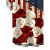 Patriotic Couple Outfit Bicolor Rose American Flag Print Ruched Dress and Shirt Set - Rouge Vineux S | US 4