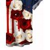 Patriotic Couple Outfit American Flag Bicolor Rose Print Dress and Shirt Set - Rouge Vineux S | US 4