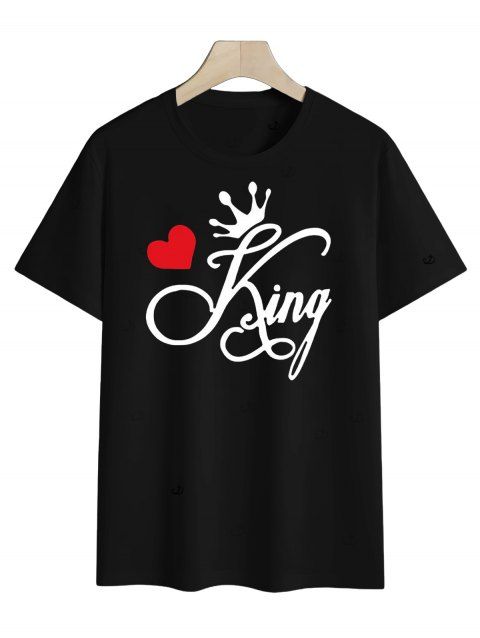 T-shirt homme Saint-Valentin, imprimé couronne et cœur.
