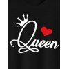 T-shirt Saint-Valentin pour femme, imprimé couronne et cœur. - Noir XL | US 10