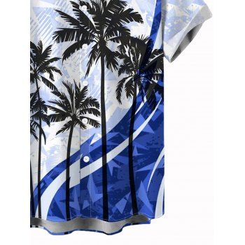 Men's Vacation Shirt Coconut Tree Pattern Colorblock Button Up Shirt