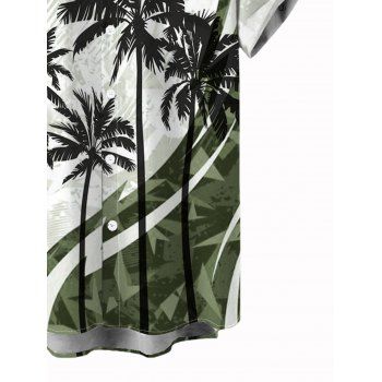 Men's Vacation Shirt Coconut Tree Pattern Colorblock Button Up Shirt