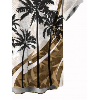 Vacation Couple Outfit Coconut Tree Pattern Colorblock Long Dress and Shirt Set
