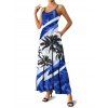 Robe de vacances à motif cocotier et bretelles spaghetti colorées - Bleu XXL | US 14