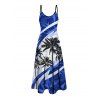 Robe de vacances à motif cocotier et bretelles spaghetti colorées - Bleu XXL | US 14