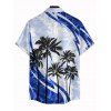 Vacation Couple Outfit Coconut Tree Pattern Colorblock Long Dress and Shirt Set - Bleu S | US 4