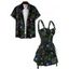 Galaxy Sun Star Print Women's Half Zipper Lace Up Dress and Men's Button Up Shirt Outfit - Vert Armée S | US 4