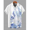 Vacation Couple Outfit Hibiscus Flower Leaf Print Spaghetti Strap Dress and Shirt Set - Bleu Ciel S | US 4