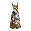 Vacation Couple Outfit Coconut Tree Pattern Colorblock Long Dress and Shirt Set - Brun S | US 4